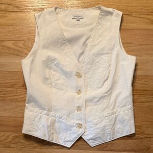 Petite Studio NYC Bridgette Vest Ivory Button-Down Sleeveless Top SP Small Petit